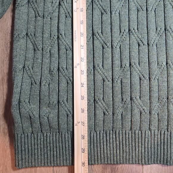 Tommy Bahama Men's L Green Fisherman Sweater Quarter Zip Cable Knit Cotton - Picture 6 of 8
